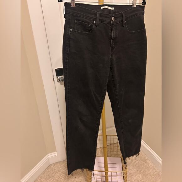 Levi’s 505 Women’s Straight-Leg Jeans – Black Wash, Raw Hem, Size 8 - Picture 2 of 6